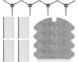 12-delige set vervangende onderdelen voor stofzuigers - met borstel, doek en filter - vervangende onderdelenset voor Dreame, Mova M1 en Trouver M1 stofzuigers - zijborstel HEPA-filter en dweildoekset - wit, grijs, zwart