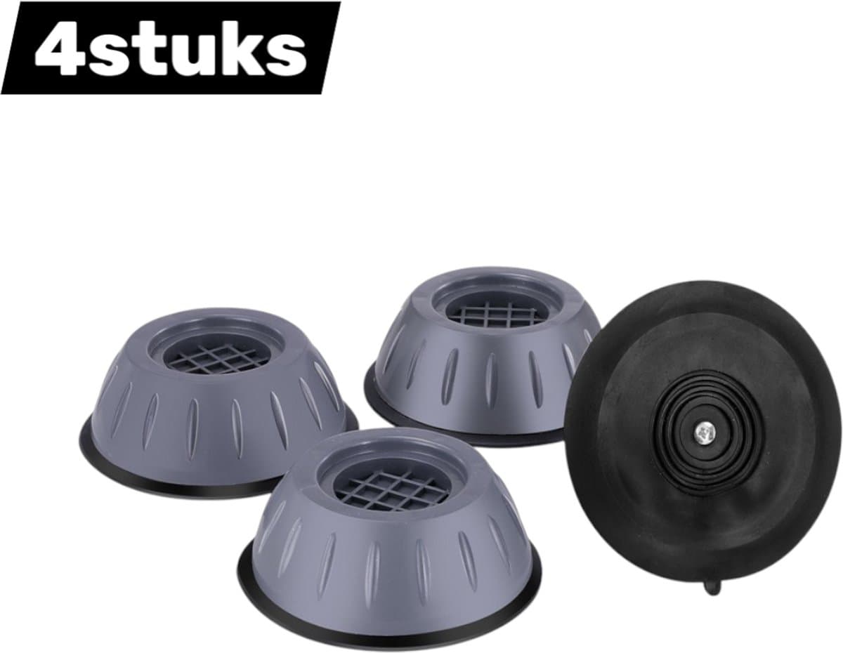 Wasmachine basis - Kunststof - Schok- en geluidsdempend - Antislip, trillingsdempend, bewegingsdempend en vochtbestendig - Rubber - Universeel voor drogers, wasmachines, koelkasten en wasmachines - 4 stuks - 8 cm — afbeelding 1