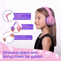 PowerLocus PLED Wired Kinder Koptelefoon met Draad - Koptelefoon voor kinderen - Veilig volume van 85dB en 94dB - Hoofdtelefoon - Met microfoon - Sharing Audio Functie - Roze — thumbnail 7
