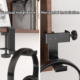 Nieuwe opvouwbare hoofdtelefoonstandaard, aluminium hoofdtelefoonstandaard, ruimtebesparende standaard voor op het bureau, universele gamingheadset, zwart — thumbnail 4