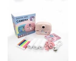 Kinder Instant Print Camera – Roze Eenhoorn Design – Inclusief 3 Rolletjes Fotopapier, 6 Kleurstiften, Lanyard, USB-Kabel & Fotoframes – 6,1 cm Scherm, 1300mAh Batterij – Creatieve Digitale Camera voor Kinderen, Direct Foto’s Printen, Perfect Cad