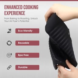 JeiibrZui Siliconen Mal voor de Airfryer - 21,5 cm - 2 Stuks - Airfryer Accessoires - Olieafvoerend Design - Zwarte Airfryer Ovenschaal — thumbnail 4