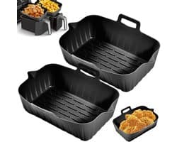 2 stuks - 22*16*6 cm - Siliconen bakvormen - bakplaat - met handgreep - hittebestendige siliconen pan - rechthoekige bakvorm - keukenbenodigdheden - Geschikt voor Airfryer, oven en magnetron - zwart