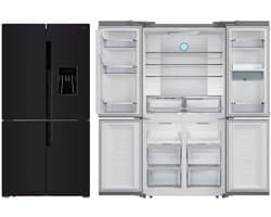 Amica AFN9561DXN - Amerikaanse Koelkast met 4 deuren - NoFrost - Waterdispenser met reservoir- 560 L - 183 cm H - Black RVS