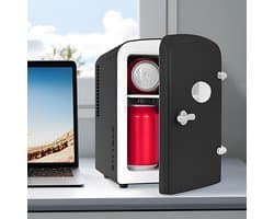 NETTLIFE Mini Koelkasten 4L - Mini-Koelkasten - Zwart - 12V/230V Auto Aansluiting - 25dB - Vrijstaand - Geschikt voor dranken cosmetica voedsel - Minikoelkast ideaal - voor in de auto - kamer - camping - kantoor