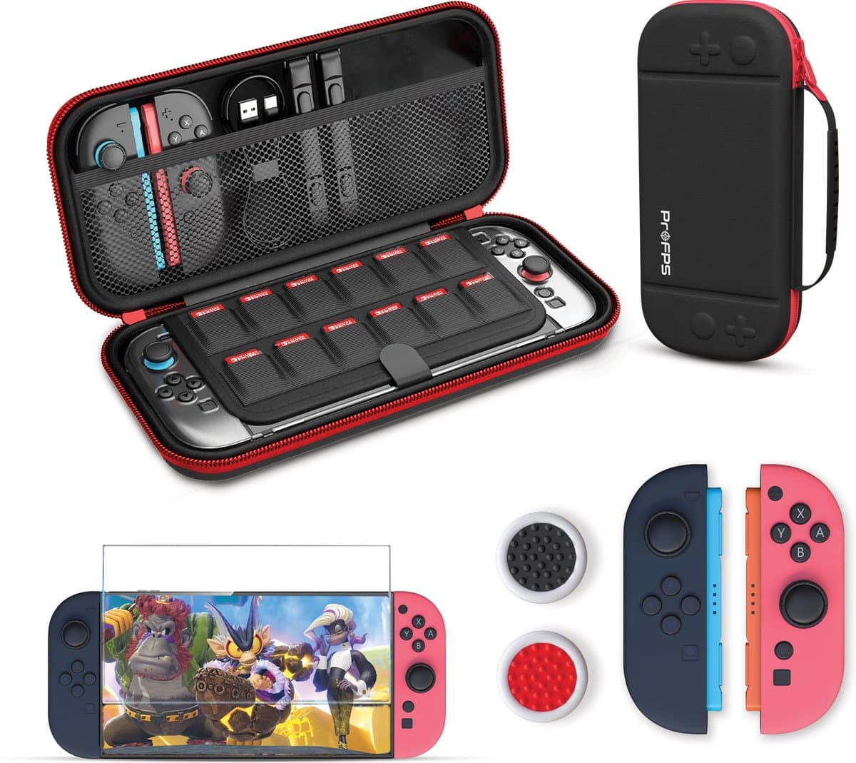 ProFPS Accessoireset voor Nintendo Switch 2 – Case, Grips & Screenprotector — afbeelding 1