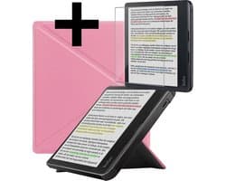 Hoes Geschikt voor Kobo Libra Colour - E-reader Bescherm Hoesje Case Sleep Cover Met Screenprotector - Hoes Geschikt voor Kobo Libra Colour Hoesje - Roze