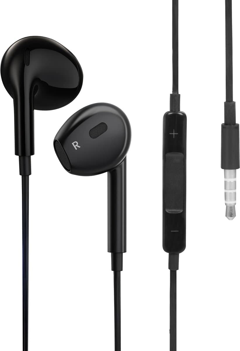 Nuvance Oortjes met Draad - 3.5mm Jack Aansluiting - In-Ear Oordopjes met Draad - Oortjes met Draad en Microfoon - Zwart — afbeelding 1