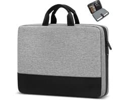 Laptophoes 15.6 inch - Laptop Hoes 15.6 inch - Schokbestendig - Krasbestendig - Spatwaterdicht - Inclusief Extra Opberg Vak voor Accessoires - Zwart/Grijs