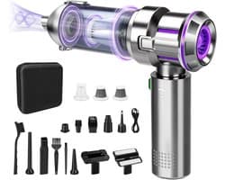 Handstofzuiger- Kruimeldief snoerloos -3-in-1 Handstofzuiger accu- 21000PA handstofzuiger draadloos-Autostofzuiger- sterk- 3 snelheden- 100.000 tpm - elektrische stofblazer - 16 bijlagen-Kan stofzuigen, blazen en stof verwijderen