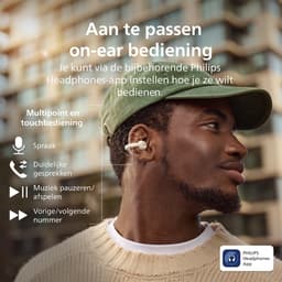 PHILIPS TAQ2000WT/00 Draadloze open-ear oortjes - Oorhaakjes - Open-ear pasvorm - 28 uur afspeeltijd - Bluetooth multipoint - IPX4 - App control - Bediening op de oorhaakjes - Wit — thumbnail 3