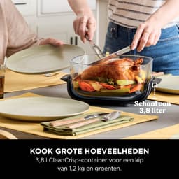 Ninja CRISPi 4-in-1 compact glazen kooksysteem - Airfryer, Roast, Recrisp, Keep Warm - Inclusief twee glazen schalen van 3.8L en 1.4L en bijpassende deksels - 2 Crisper-Plates - Groen - FN101EUSG — thumbnail 9