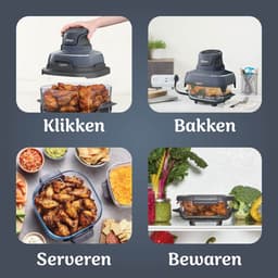 Ninja CRISPi 4-in-1 compact glazen kooksysteem - Airfryer, Roast, Recrisp, Keep Warm - Inclusief twee glazen schalen van 3.8L en 1.4L en bijpassende deksels - 2 Crisper-Plates - Blauw - FN101EUGY — thumbnail 17