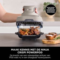 Ninja CRISPi 4-in-1 compact glazen kooksysteem - Airfryer, Roast, Recrisp, Keep Warm - Inclusief twee glazen schalen van 3.8L en 1.4L en bijpassende deksels - 2 Crisper-Plates - Grijs - FN101EUST — thumbnail 7