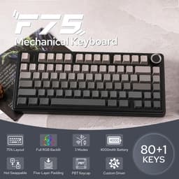 EPOMAKER x AULA F75 Pro - Zeerif zwart - Draadloos Mechanisch Toetsenbord 75% – RGB – Bluetooth + 2.4G – Hot Swap – Linear Switch – QWERTY – Gaming — thumbnail 3