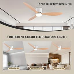 Nivard Plafondventilator - Met Verlichting - Plafond Ventilator - Met Lamp - Plafonniere Met Ventilator - Met Licht - Zwart - 105cm — thumbnail 2