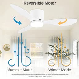 Livano Plafondventilator - Met Verlichting - Plafond Ventilator - Met Lamp - Plafonniere Met Ventilator - Met Licht - Wit - 105cm — thumbnail 2