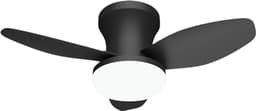 Nivard Plafondventilator - Met Verlichting - Plafond Ventilator - Met Lamp - Plafonniere Met Ventilator - Met Licht - Zwart - 88cm — thumbnail 1
