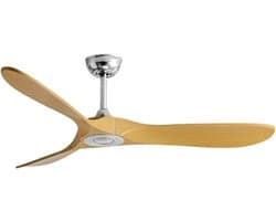 Nivard Plafondventilator - Met Verlichting - Plafond Ventilator - Met Lamp - Plafonniere Met Ventilator - Licht Hout/Zilver - 132cm
