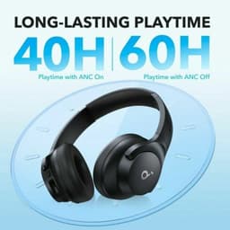 Soundcore Q20i by Anker, Draadloze Bluetooth over-ear hoofdtelefoon met hybride actieve ruisonderdrukking, 40 uur speeltijd in ANC-modus, Hi-Res audio, diepe bas, personalisatie via app — thumbnail 4