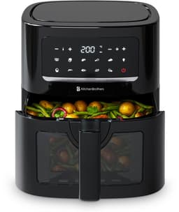 KitchenBrothers Airfryer XL - PFAS-Vrij - 1600W - 6L - Heteluchtfriteuse - 50ºC tot 200ºC - Met kijkvenster - 10 Kookprogramma's - Zwart — thumbnail 1