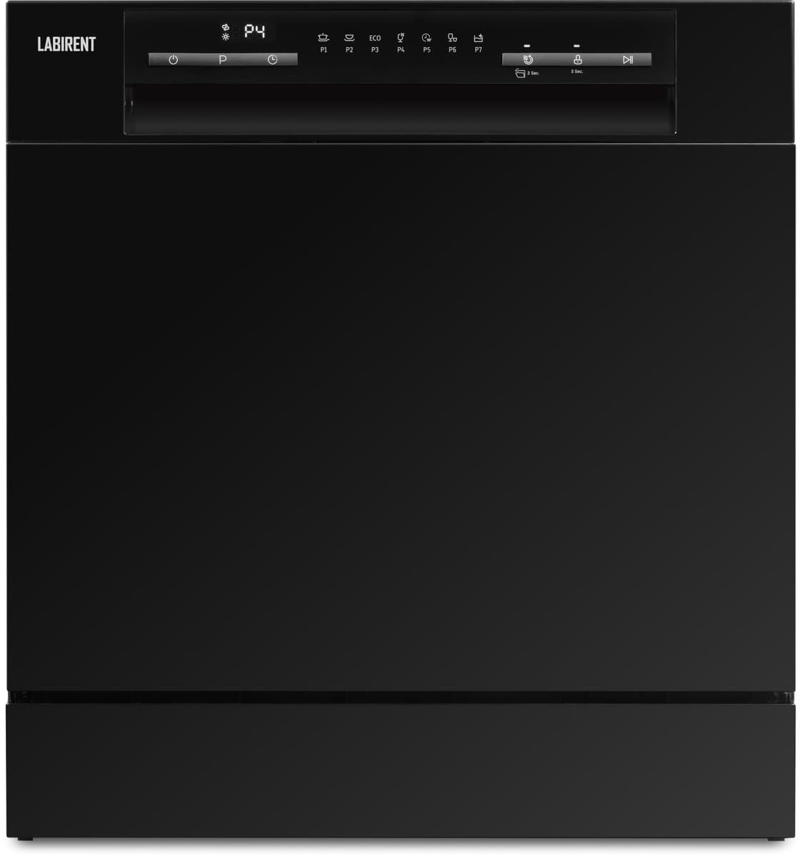 Labirent LMV8-7PZW1 - Mini Vaatwasser - 8 Couverts - 7 Programma’s - Modern - Kleine Vrijstaande Afwasmachine - Zwart — afbeelding 1