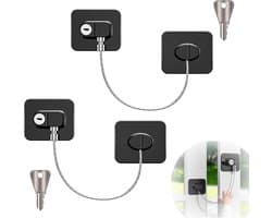 Koelkastslot - 2 Stuks - Met Sleutel - Voor Koelkasten - Kasten - Kledingkasten (Zwart)