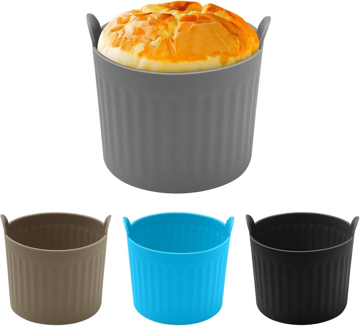 4-pack - Airfryer bakvormpjes - Siliconen bakvormpjes - Easy-Release antiaanbak bakplaten - Grote Airfryer muffinvormpjes - 4 kleuren - Afmeting: 6,6 cm — afbeelding 1