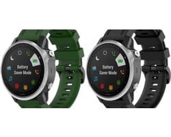 Strap-it Bundel van 2 bandjes geschikt voor Garmin Fenix 5s, Plus & Sapphire, Fenix 6s, Pro & Sapphire, Fenix 7s / Fenix 8 - 43mm - Quickfit 20 / 20mm band voor Garming Smartwatches - Siliconen - Zwart Groen