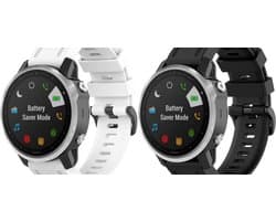 Strap-it Bundel van 2 bandjes geschikt voor Garmin Fenix 5s, Plus & Sapphire, Fenix 6s, Pro & Sapphire, Fenix 7s / Fenix 8 - 43mm - Quickfit 20 / 20mm band voor Garming Smartwatches - Siliconen - Zwart Wit