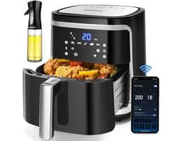 Aigostar Airfryer XXL - Heteluchtfriteuse - 7 Liter - App Connect - 1900W - Zwart - Cube Smart