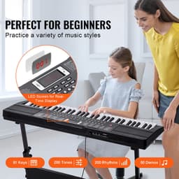 61-Toets Digitale Piano Met 200 Noten En 200 Ritmes, Een Draagbaar Elektrisch Pianoklavier Met 60 Demosongs, GeïNtegreerde Dubbele Luidsprekers — thumbnail 5
