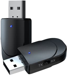 USB Bluetooth 5.0 Transmitter & Receiver - Draadloze Zender / Ontvanger met 3.5mm Jack AUX Kabel - Voor PC, TV, Speaker en Auto - zwart — thumbnail 1