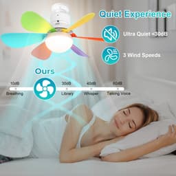 Plafondlampen met Ventilator - 3 kleurtemperatuurverlichting - Doorsnede 52 cm Ventilator Lamp met Afstandsbediening - 40W Plafondventilator met Dimbare LED Lamp - 1/2/4 uur Tmerfunctie - Beschikbaar in Voor Slaapkamer, Woonkamer, Garage enz(Kleur) — thumbnail 3