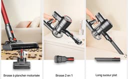 Steelstofzuiger met snoer - 6-in-1 Stofzuiger zonder zak - Krachtig -600W - 23Kpa- Rood — thumbnail 8