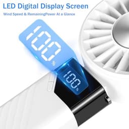 Mini Handventilator Draagbare Vouwbare Ventilator 5 Snelheden Oplaadbaar 5200mAh met Display voor Concerten Reizen Zomer — thumbnail 4