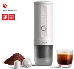 Outin - Draagbare Elektrische Espressomachine | Koffiezet apparaat voor Onderweg | Capsules & Gemalen Koffie | Portable Espresso Machine | Snelle Waterverwarming | 20 bar | Draagbare Koffiemachine | Reis & Camping Koffiezetapparaat | 12 volt — thumbnail 1