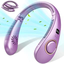 Draadloze Opvouwbare Nekventilator met 4 Snelheden - Draagbare USB Oplaadbare Ventilator in Paars — thumbnail 2