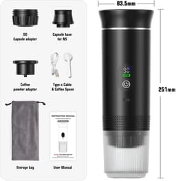 Draadloos Elektrisch - Portabele Espresso Koffiemachine - 3-in-1 Capsule en Poeder - Koffiemaker - Voor Reizigers en Kampeerders — thumbnail 2