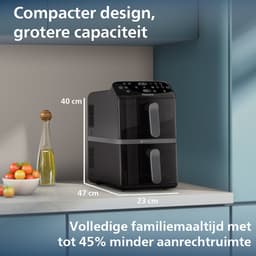 Philips 4000 Series Dual-Stacked Dubbele Airfryer – NA460/00 - 2 Lades (Sync) – 10 L – Tot 6 Personen – Bespaart 45% Ruimte — thumbnail 11