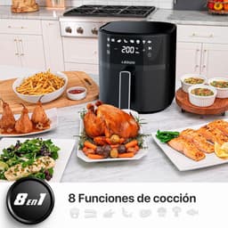 Airfryer 6L – 1700W Luchtfriteuse met Touchpaneel – Instelbare Temperatuur 80-200°C – Energiezuinig tot 70% – Zwart — thumbnail 2