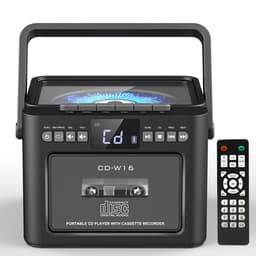 Draagbare CD-Cassette Speler - Retro Stijl - Boombox met 5000mAh Accu - Dubbele Stereo Luidsprekers - FM Radio - Met Afstandsbediening - USB/TF Kaart/AUX - Cassette Recorder - Voor Thuis, Reizen, Buiten, Huisentertainment — thumbnail 1