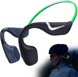White-Label® Bone Conduction Headphone - Koptelefoon voor Activiteiten - Draadloos - Bleutooth - Zwart met groen — thumbnail 1
