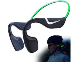 White-Label® Bone Conduction Headphone - Koptelefoon voor Activiteiten - Draadloos - Bleutooth - Zwart met groen