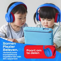 PowerLocus PLED Wired Kinder Koptelefoon met Draad - Koptelefoon voor kinderen - Veilig volume van 85dB en 94dB - Hoofdtelefoon - Met microfoon - Sharing Audio Functie - Blauw/Rood — thumbnail 4