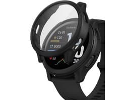 Hoesje + Screenprotector Garmin Venu 4 45 mm – Gehard Glas Cover + Shock Proof Case – Zwart