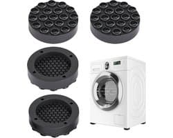 Set van 4 Vibro-isolerende Voetjes voor Wasmachine en Droger - Antislip Trillingsdempers (Zwart, 45 mm Binnenmaat)