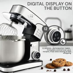 Krachtige 3-in-1 Keukenmachine 2000W met RVS Kom 12 Liter, Vleesmolen en Blender op Touchscreen — thumbnail 3