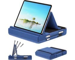 Opvouwbare Tablet Kussenstandaard – Verstelbare Tablet Standaard voor Schoot, Bureau of Bed – Met Stylushouder – Geschikt voor iPad, Tablet en E-reader-Donkerblauw