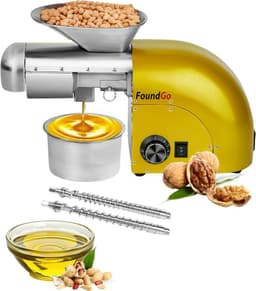 Elektrische Oliepers - Oliepersmachine - 1800W - 0-300°C - Heet & Koud Persen - 6-9 kg/u - Voor Noten, Pinda's, Sesam & Amandelen - Goud — thumbnail 1